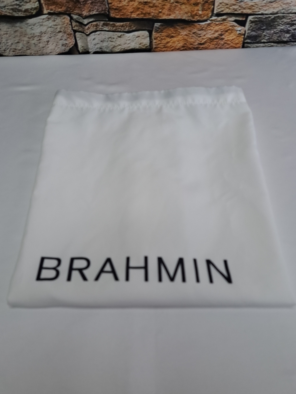 Brahmin Large White Drawstring Dust Bag with Black Logo 22"×18"
